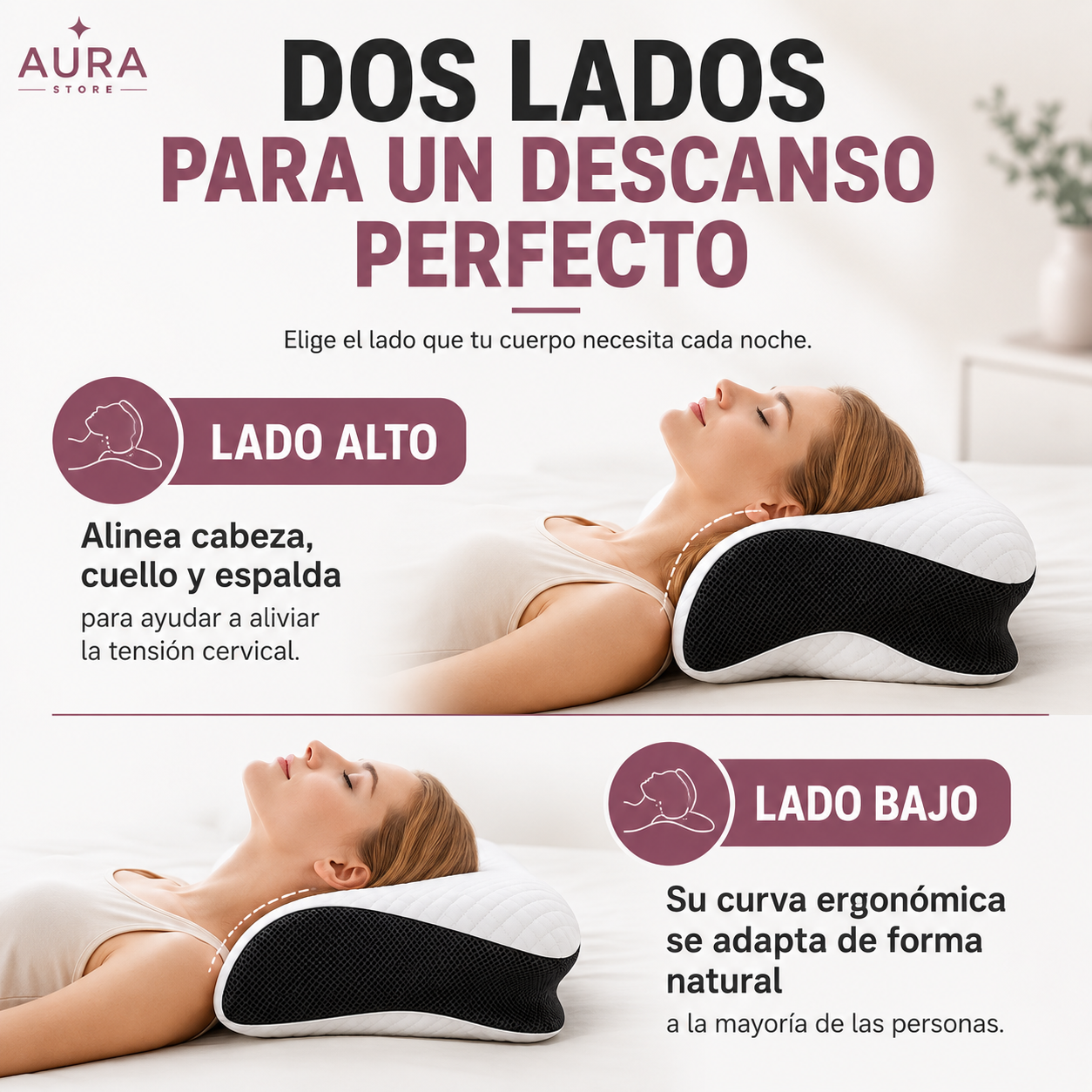 Despierta sin dolor: Almohada Cervical Ergonómica para un descanso profundo.