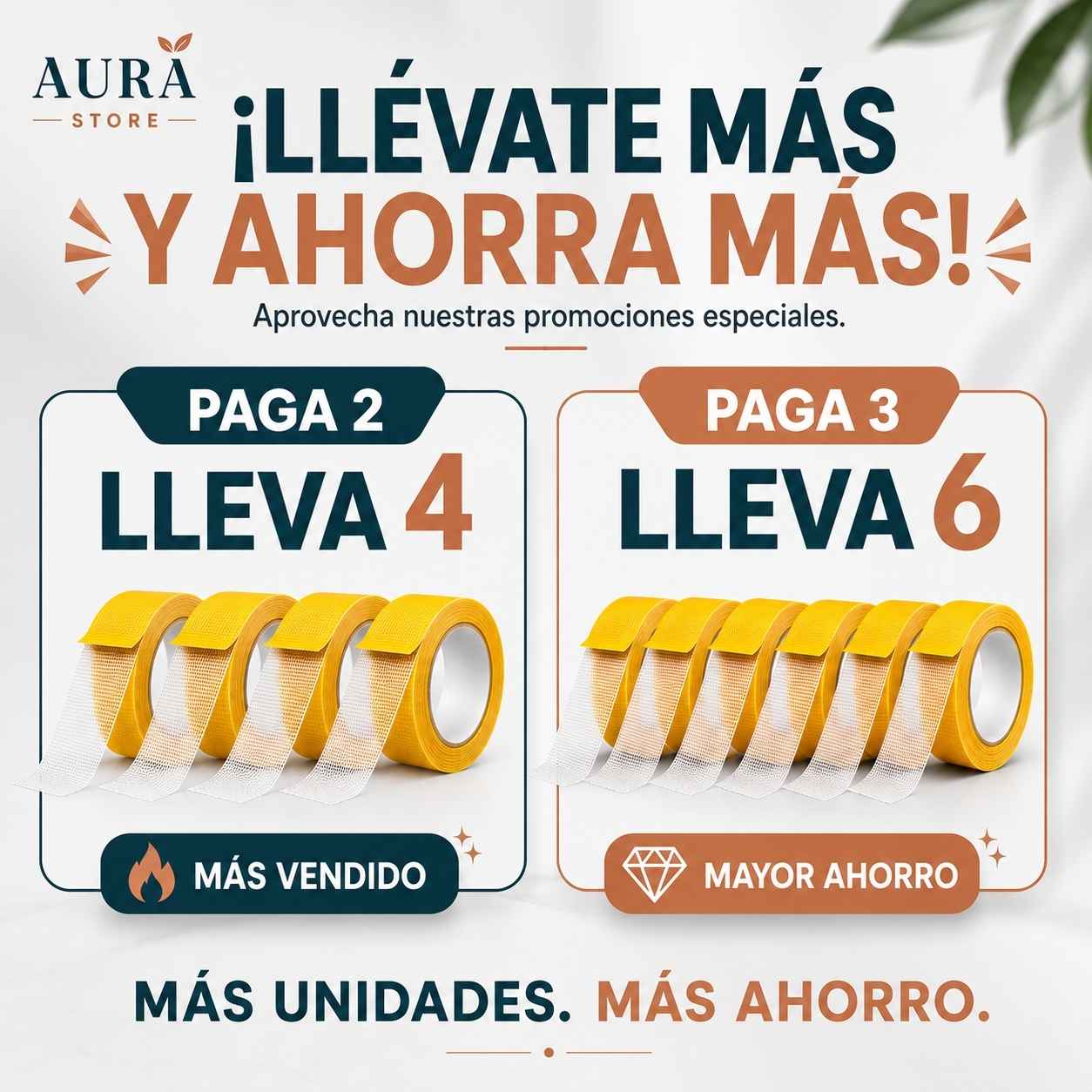 Cinta doble faz de malla reforzada: PAGA 1 LLEVA 2